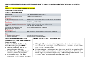 LAPORAN PROGRES KEGIATAN KLASTER DAN SUB-KLASTER DALAM PENANGANAN DARURAT BENCANA SUMATERA – 2025